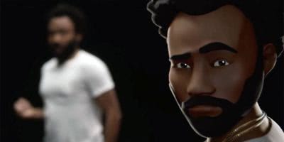 Image of Childish Gambino in the Google Pixel 3's Playmoji ad