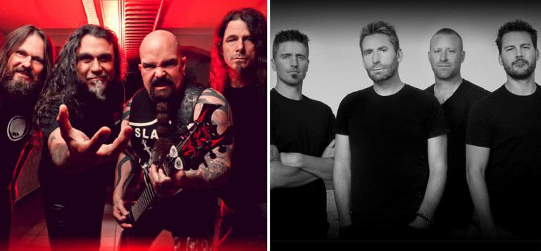 2 panel image of Slayer and Nickelback