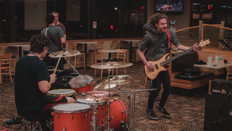 US metalcore band Makena playing a show at fast food chain Wendy's