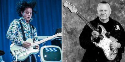2 panel image of Jack White and late guitarist Dick Dale