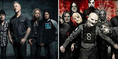 2 panel image of Metallica and Slipknot