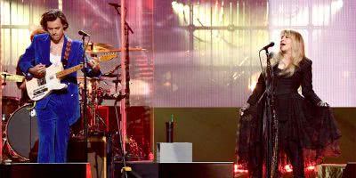 Harry Styles and Stevie Nicks performing at the Rock and Roll Hall of Fame induction ceremony