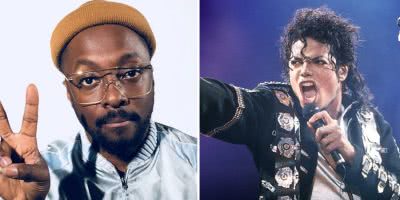 2 panel image of The Black Eyed Peas' will.i.am and Michael Jackson