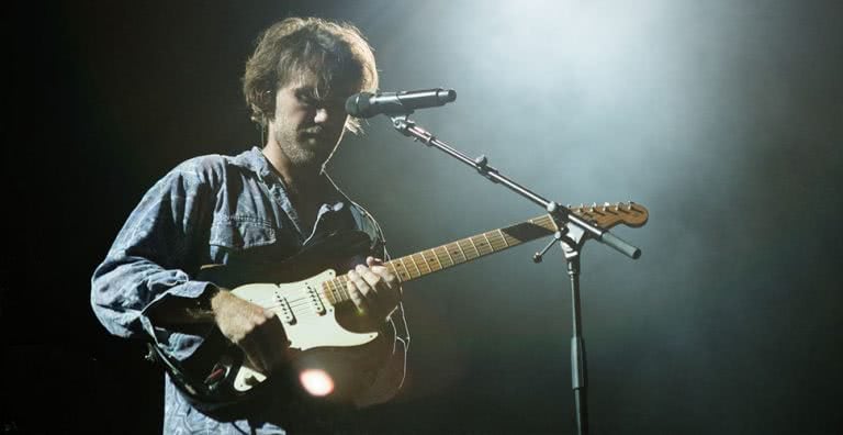 Matt Corby on stage at Margaret Court Arena in Melbourne.