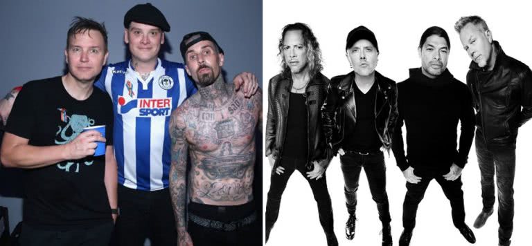 2 panel image of Blink-182 and Metallica