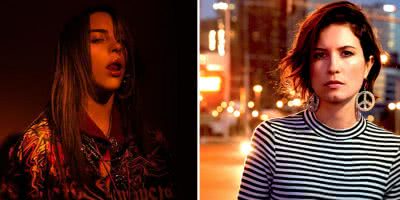 2 panel image of Billie Eilish and Missy Higgins