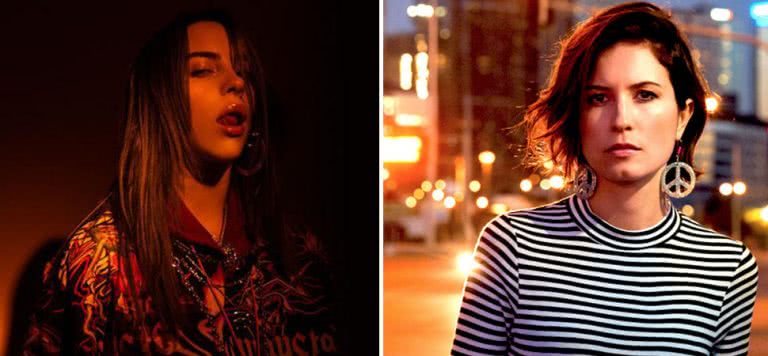 2 panel image of Billie Eilish and Missy Higgins