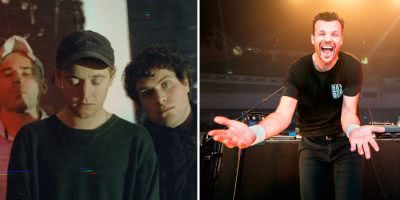2 panel image of DMA'S and Hot Dub Time Machine, who headline the Falcona 10th birthday show