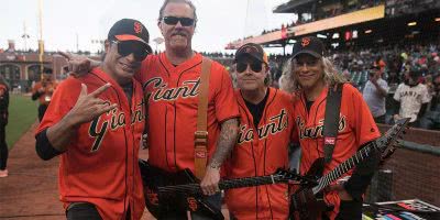 Metallica photographed at the San Francisco Giants' 'Metallica Night'