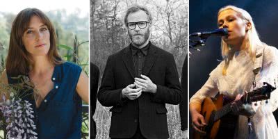 3 panel image of Feist, The National, and Phoebe Bridgers