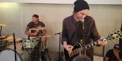 Chad Smith and Josh Klinghoffer of the Red Hot Chili Peppers performing live on Record Store Day