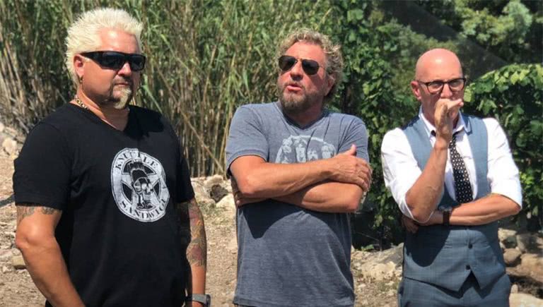 Image of Guy Fieri, Sammy Hagar, and Maynard James Keenan for 'Rock & Roll Road Trip'