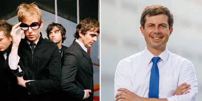 2 panel image of Spoon and US Presidential hopeful Pete Buttgieg