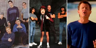 3 panel image of the Backstreet Boys, AC/DC, and Daeyl Braithwaite, 3 artists that topped Apple Music's 200 Most Streamed Songs of the 90s
