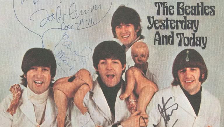 Image of the recently-sold version of John Lennon's copy of 'Yesterday And Today' by The Beatles