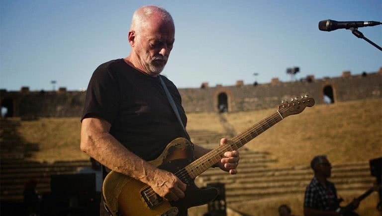 David Gilmour performing in Pompeii