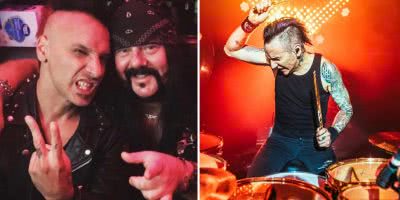 Stone Sour's Roy Mayorga with late Hellyeah drummer Vinnie Paul