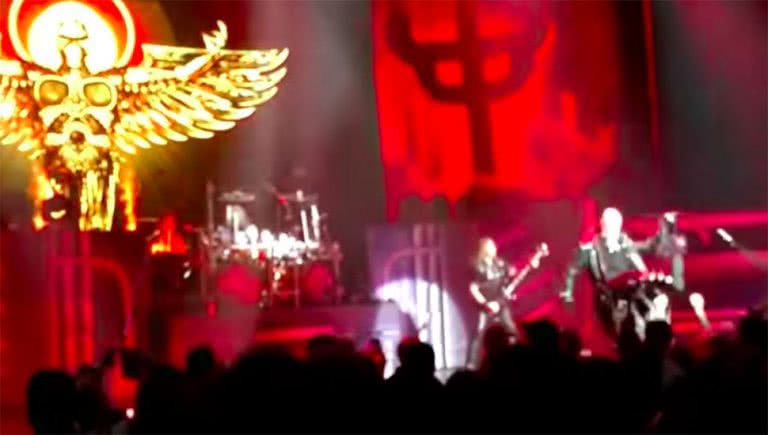 Judas Priest kick phone out of fans