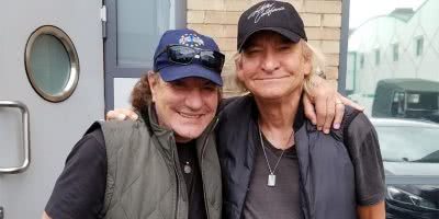 Image of Brian Johnson of AC/DC and Joe Walsh of the Eagles together