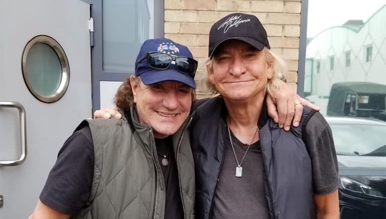 Image of Brian Johnson of AC/DC and Joe Walsh of the Eagles together