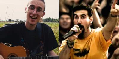2 panel image of Melodicka Bros and System Of A Down frontman Serj Tankian