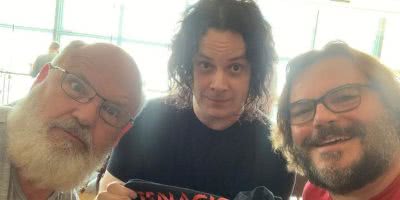 Jack White pictured with Jack Black and Kyle Gass of Tenacious D