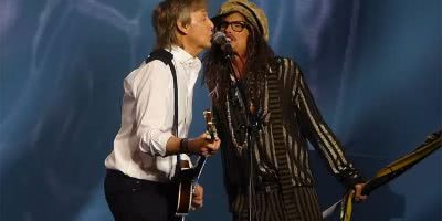 Paul McCartney and Steven Tyler performing in Las Vegas