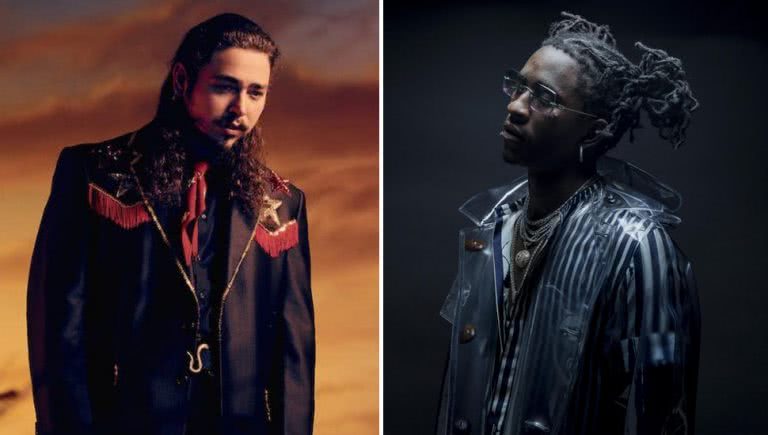 2 panel image of Post Malone and Young Thug