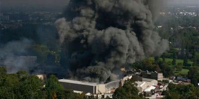 Image of the devastating fire at Universal Studios in 2008