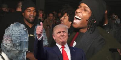 Photo of ASAP Rocky, Donald Trump and Kanye West