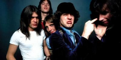 An outtake from the photo sessions for the cover of the AC/DC album 'Highway To Hell'