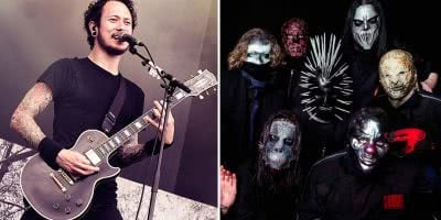 2 panel image of Trivium frontman Matt Heafy and US nu-metal icons Slipknot