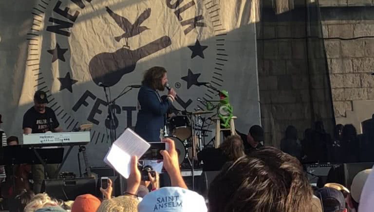 Kermit The Frog performing at the Newport Folk Festival