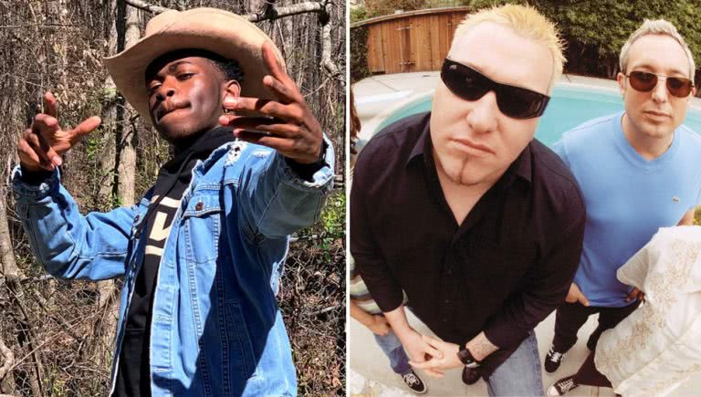 2 panel image of Lil Nas X and Smash Mouth