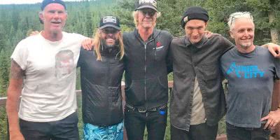 Members of the Foo Fighters, Red Hot Chili Peppers, Guns N' Roses, and Pearl Jam before a supergroup performance in Montana