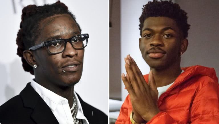 2 panel image of Young Thug and Lil Nas X