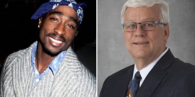 Image of late US rapper Tupac Shakur and ousted Iowa government worker Jerry Foxhoven