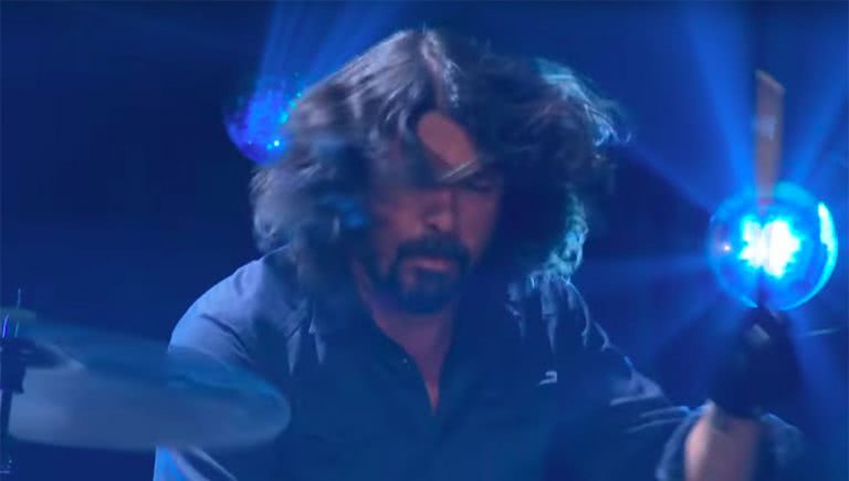 Photo of Dave Grohl performing on Corden