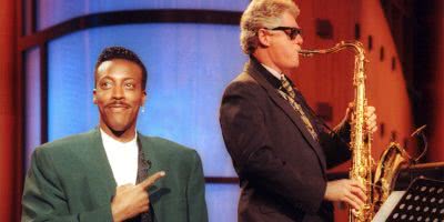 Image of Bill Clinton playing the saxophone on 'The Arsenio Hall Show'