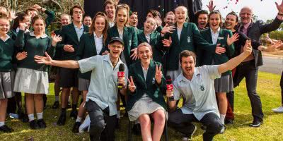 2019 Unearthed High winner George Alice with triple j's Ben & Liam