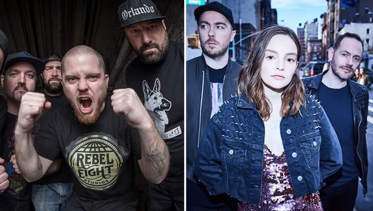 2 panel image of Hatebreed and CHVRCHES