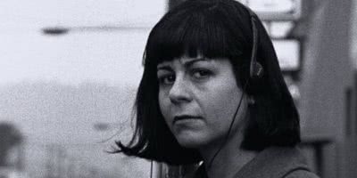 Image of former Sleater-Kinney drummer Janet Weiss in the film clip for 'Get Us'