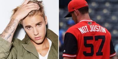 2 panel image of Canadian musician Justin Bieber and US baseballer Shane Bieber