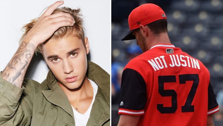 2 panel image of Canadian musician Justin Bieber and US baseballer Shane Bieber