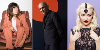 3 panel image of Courtney Barnett, Paul Kelly, and Kate Miller-Heidke, 3 of the artists performing at the 2019 Making Gravy concert series