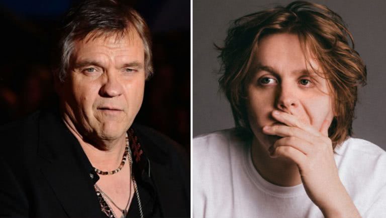 2 panel image of US singer Meat Loaf and Scottish musician Lewis Capaldi