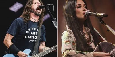 2 panel image of the Foo Fighters and Kacey Musgraves, two artists who have thrown their support a new Planned Parenthood campaign