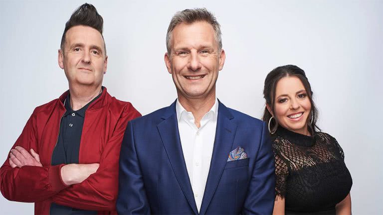 Alan Brough, Adam Hills, and Myf Warhurst from 'Spicks And Specks'