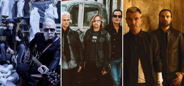 3 panel image of Live, Stone Temple Pilots, and Bush, who lead the Under The Southern Stars lineup for 2020