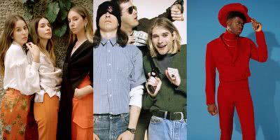 Collage of HAIM, Nirvana and Lil Nas X